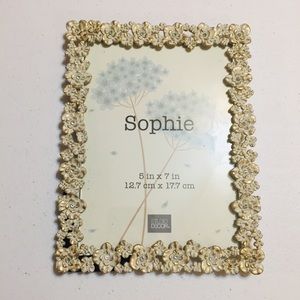 Distressed White Rhinestone Metal Picture Frame